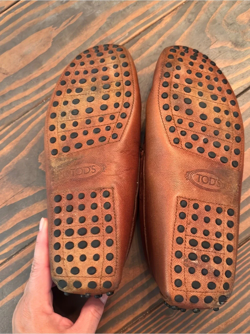 Tod’s Gommino Brown Pebbled Leather Driving Loafers Made in Italy Size 7.5